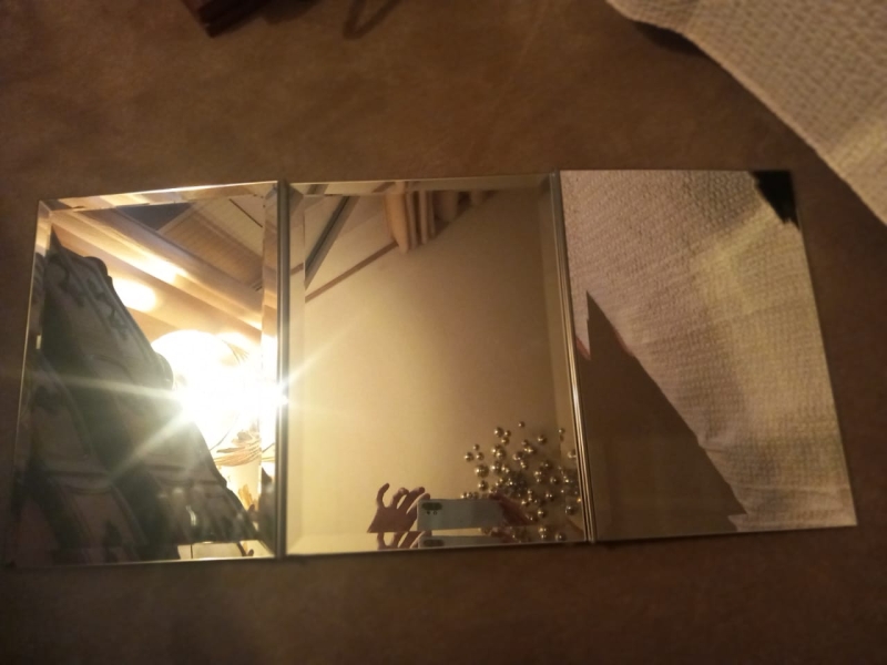 Barber mirror ancien triptyque biseauté – 3 articulated wings